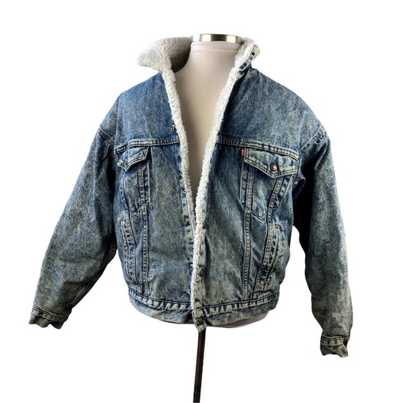 Levi's Other - Vintage Levis Denim Trucker Jacket Sherpa Lined Coat USA Made Men’s XL Acid Wash